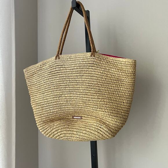 Rebecca Minkoff Sun Surf Sand Repeat Straw Tote Summer Beach Natural Tassels Fun - Picture 4 of 9